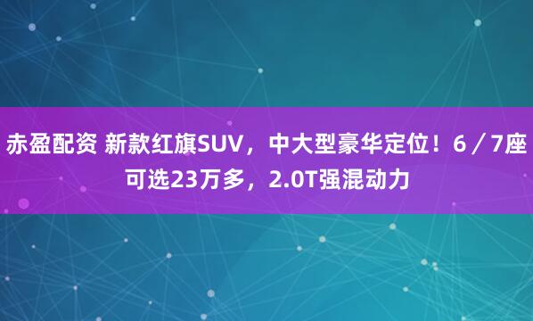 赤盈配资 新款红旗SUV，中大型豪华定位！6／7座可选23万多，2.0T强混动力