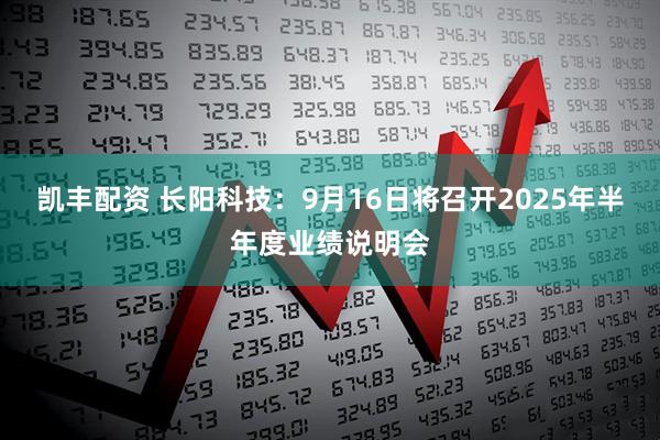 凯丰配资 长阳科技：9月16日将召开2025年半年度业绩说明会